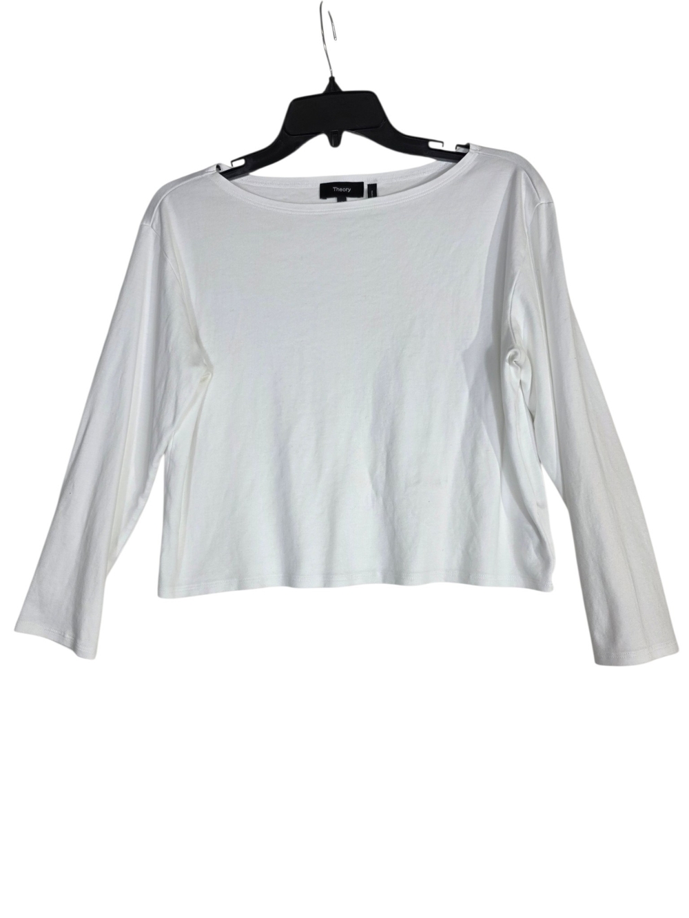 Theory White Long Sleeve boat neck Top